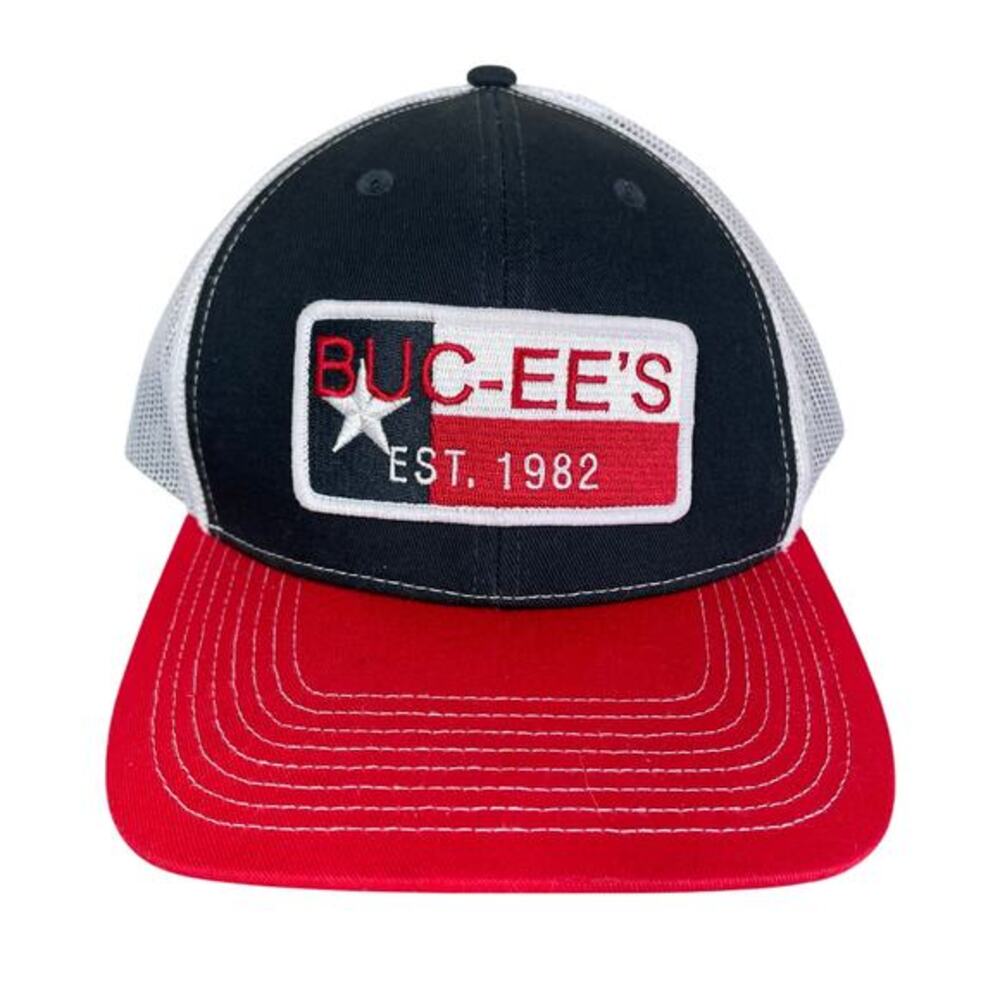 Buc-ee’s Bucees Trucker Hat Texas Flag Patch Snapback Cap Red White Blue‎ OSFM
